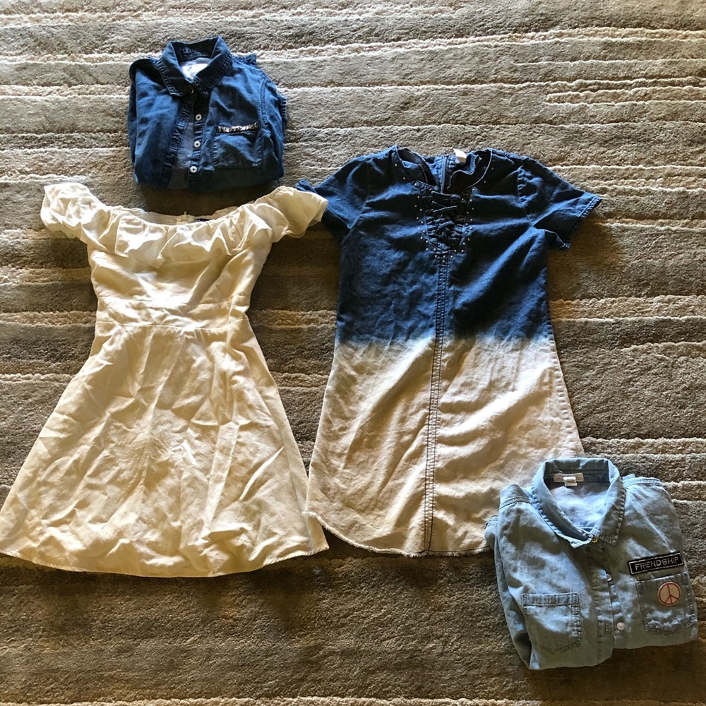 Bundle of kids dresses and flannel tops